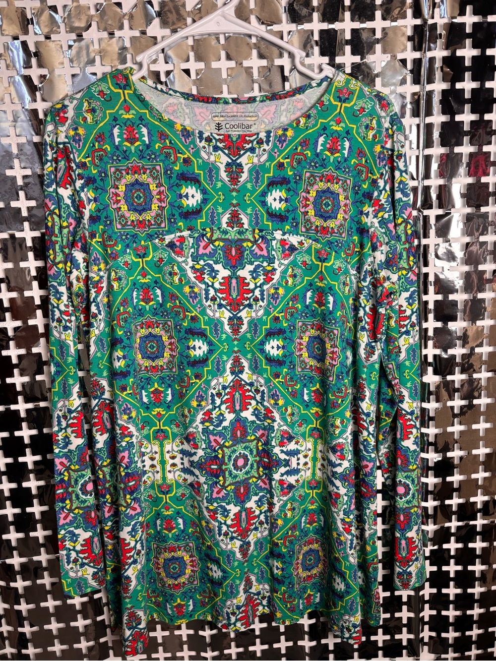 Coolibar Green Multi-Color Printed Long Sleeve Dress